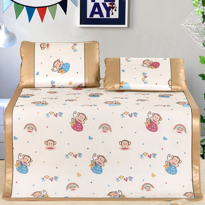 新款可折疊卡通印花冰絲席天然空調涼席