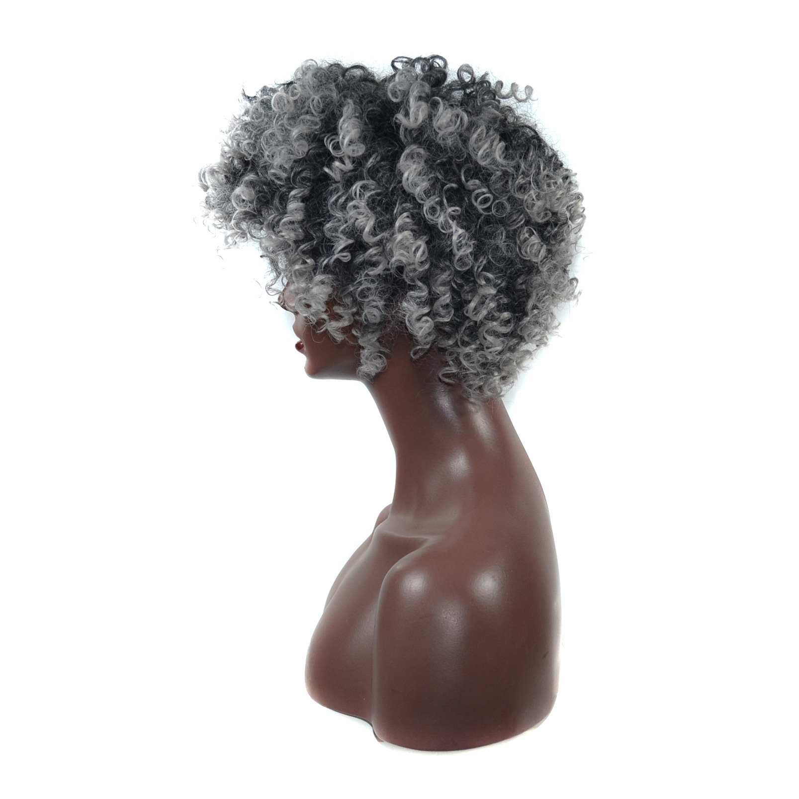 Wig Black Granny Grey Hooded Black Short Hooded Fluffy Explosion Head