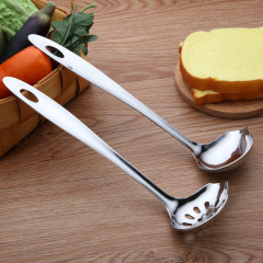 Duckbill 201 stainless steel soup spoon side soup leakage hot pot spoon leakage inclined mouth large spoon for soup use side opening large spoon colander