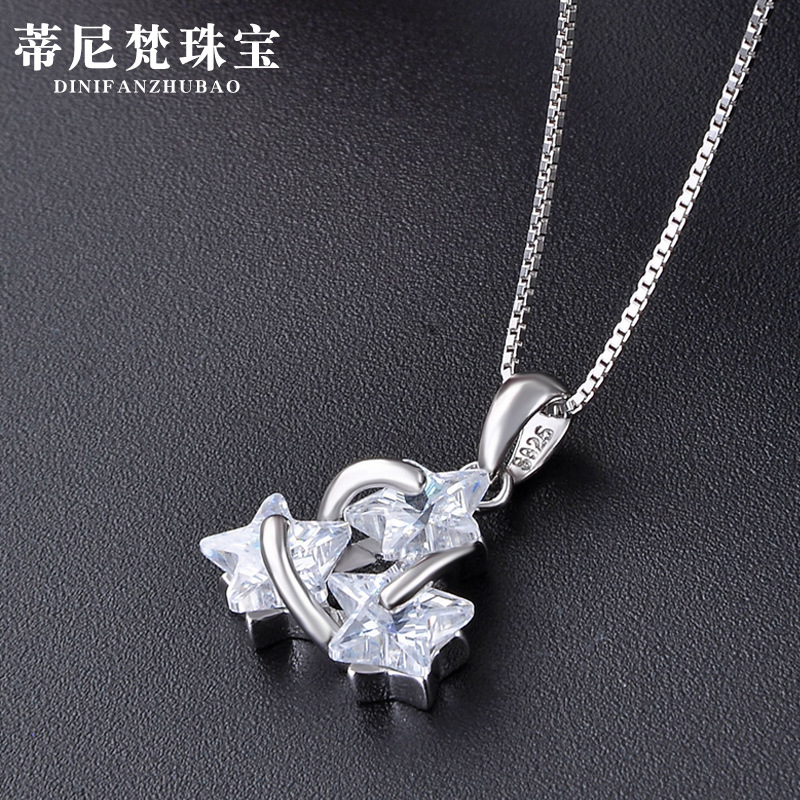 Venta caliente transfronteriza circón meteorito s925 Collar de plata colgante mujer estudiante dulce joyería fresca