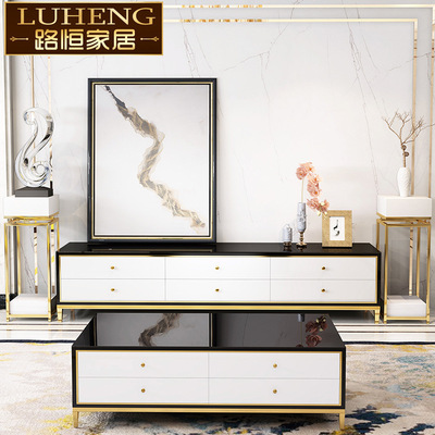 轻奢家具简易酒店茶几地柜钛金色公寓客厅民宿ins影视柜台|ms