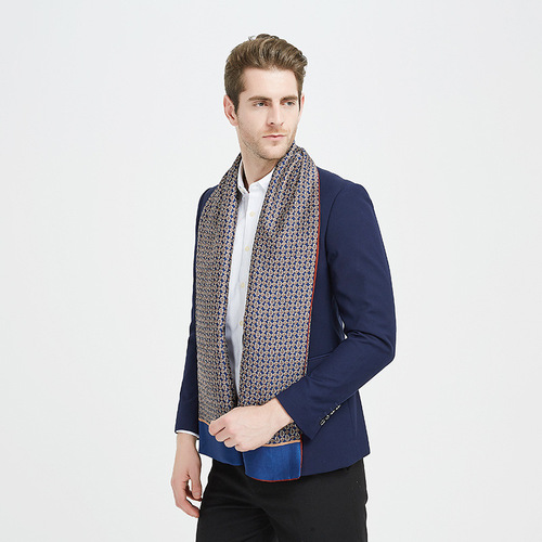 European and American double-sided scarf 2018 winter new style silk men's scarf long business silk scarf gift
