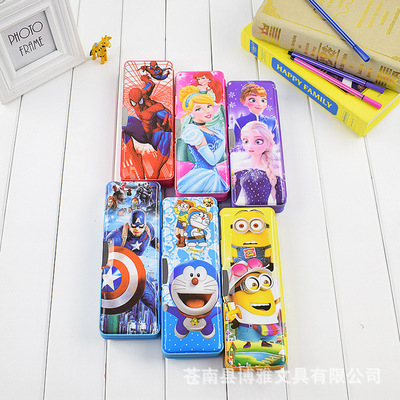 pupil Stationery Selling Plastic multi-function Pencil box originality double-deck Stationery storage box wholesale customized