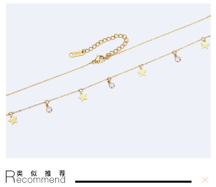 Emanco Grenz Überschreitende Neue Stern Halskette Weibliche Koreanische Zirkon Schlüsselbein Kette Einfache Edelstahl Halskette display picture 5