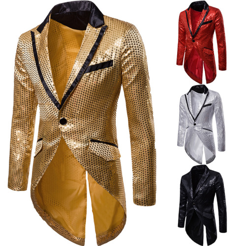 Men's jazz performance suit blazers groomsmen jacket Sequin design evening dress tuxedo men's Lapel West suit