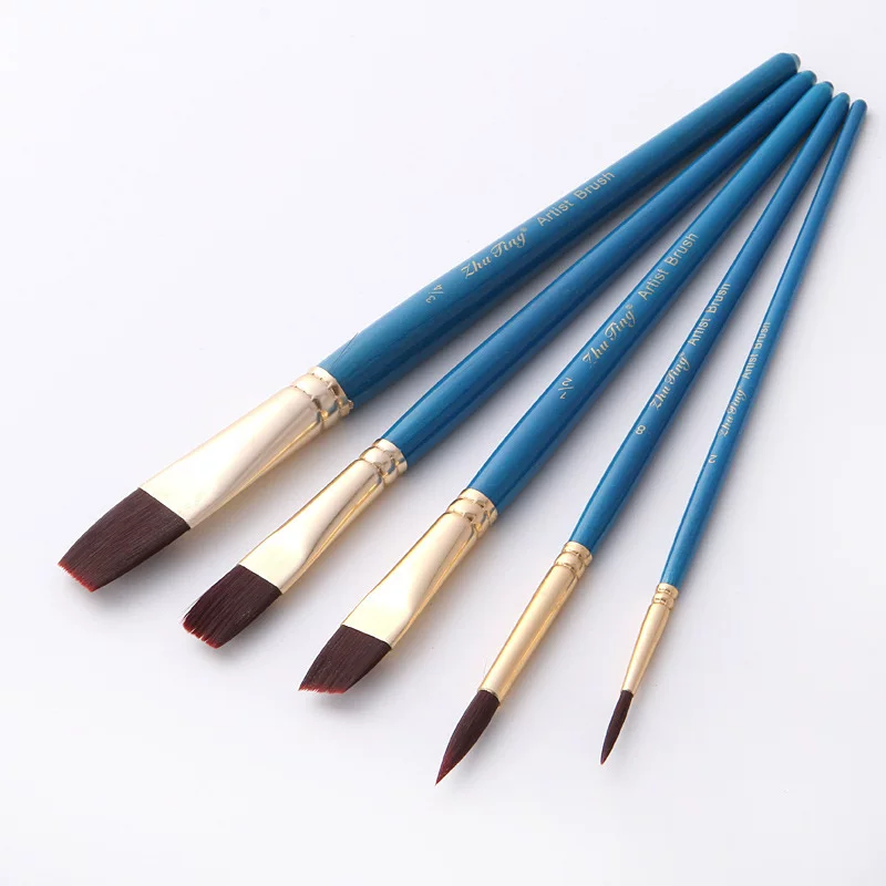 Бордовый набор, нейлоновая акварель, синяя кисть, гуашь, 5 штук