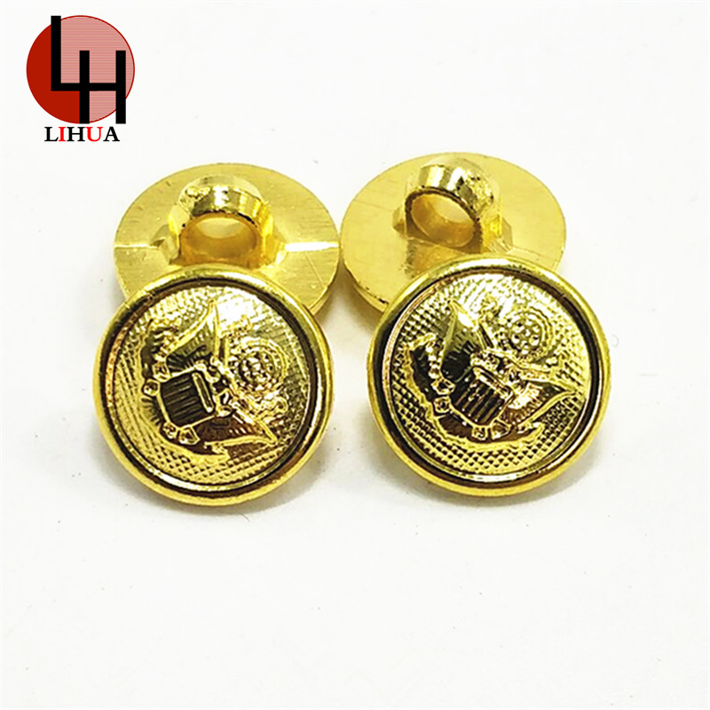 批发塑料高脚电镀鹰扣盾牌扣 大衣风衣外套袖口金色圆形有脚纽扣