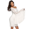 Sexy Lace Dresses A-neck Horn Long Sleeve Hip Party Dresses  