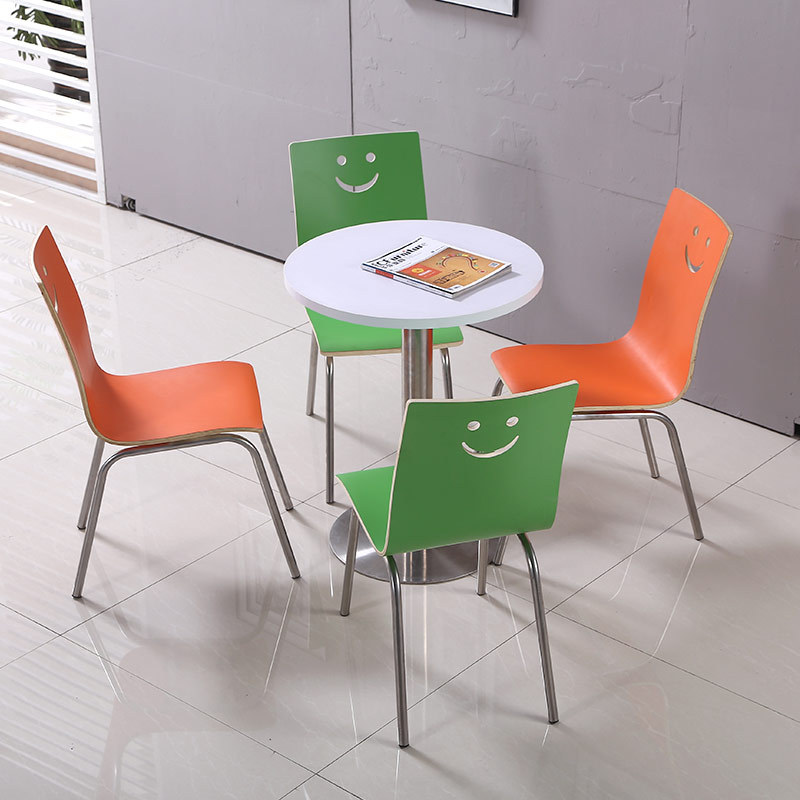 to work in an office Negotiate Tables and chairs circular dining table and chair combination canteen rectangle Snack bar Tea shop Stainless steel Wrought iron chairs