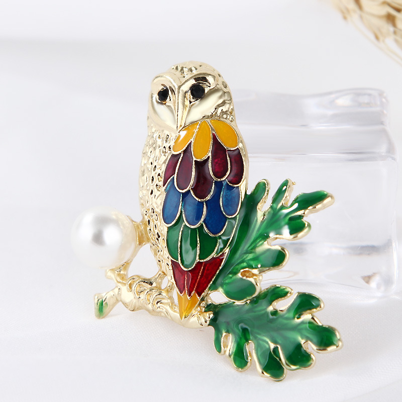 Broche en émail coloré en forme de hibou, simple et goutte d'huile, dessin animé coréen, accessoires pour vêtements_voghion.com