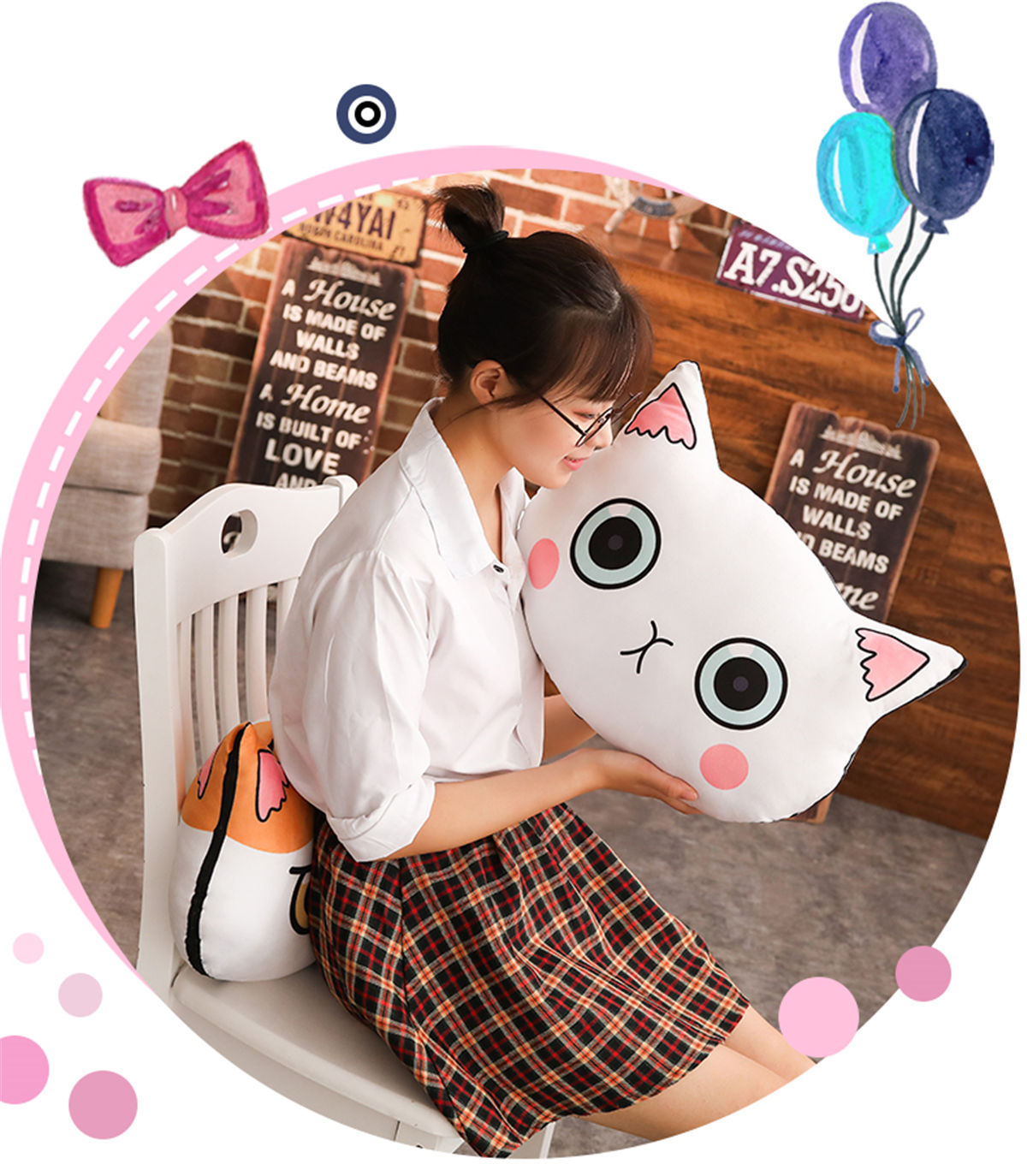 Cartoon Cat Plush Pillow