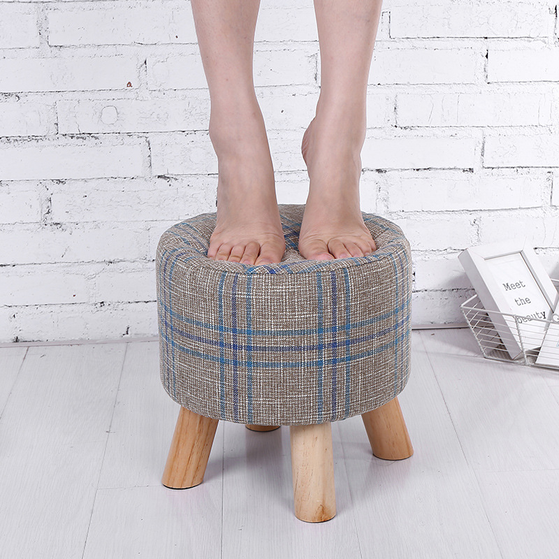 Taburete DE CAMBIO DE ZAPATOS creativo tela de madera maciza taburete de madera extraíble y lavable taburete pequeño para niños taburete de sofá de tela de muelle redondo taburete de muelle redondo