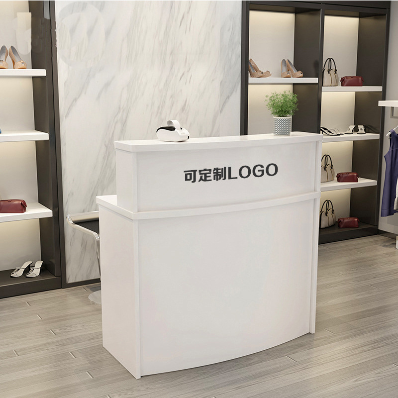 女服装店实木收银台 饭店美容院定制收银台小型现代简约白色柜台