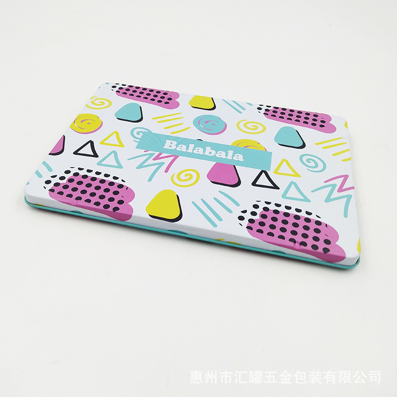 厂家定制彩色铅笔马口铁包装盒12色蜡笔马口铁罐文具铁盒翻盖盒