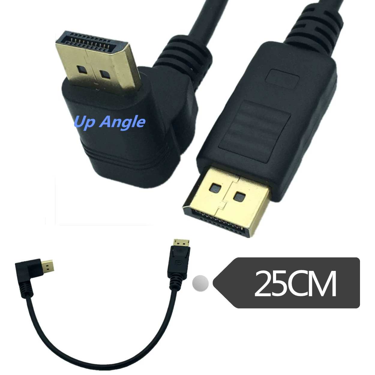 Позолоченный DP кабель под углом 90° вверх/вниз, HD кабель DisplayPort, адаптер DP-to-DP