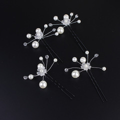 Korean-style pearl bridal headpiece red and white hair comb wedding accessories small hairpin wedding dress accessories styling headwear