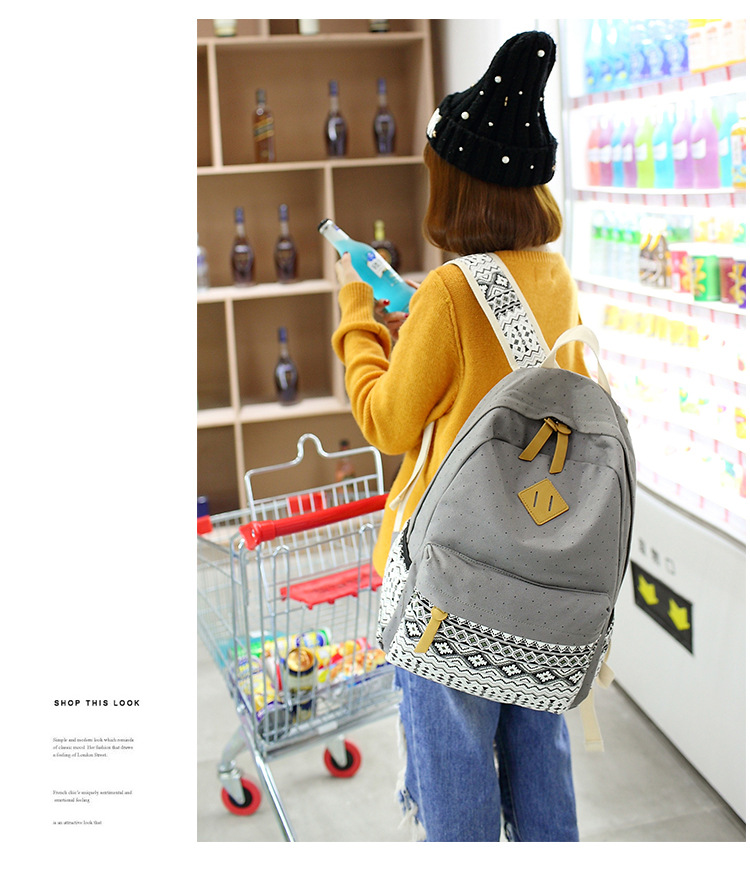 Fashion Ethnic Printed Canvas Multifunctional Three-piece Backpack Wholesale Nihaojewelry display picture 4