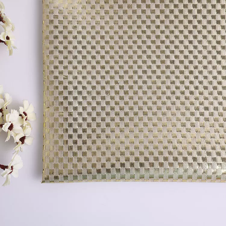 方格格纹格子桌布 烫金双色色织布格子布  格子布提花布面料