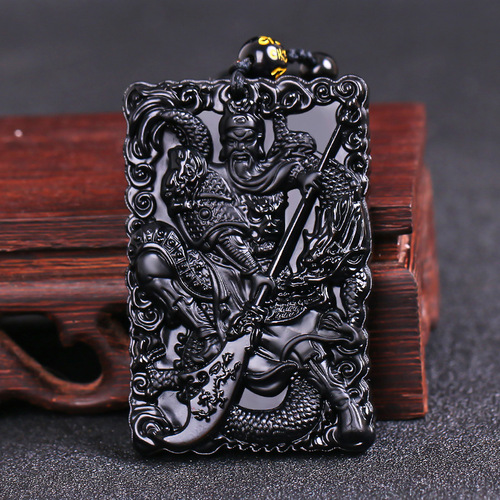 Foreign trade obsidian wolf head dragon figure Teng phoenix gossip pendant Ruyi elephant Guanyin Buddha jewelry necklace