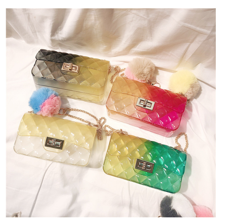 2025 Summer New gradient color jelly bag, ins diamond chain small square bag, single-shoulder crossbody women's bag undefined