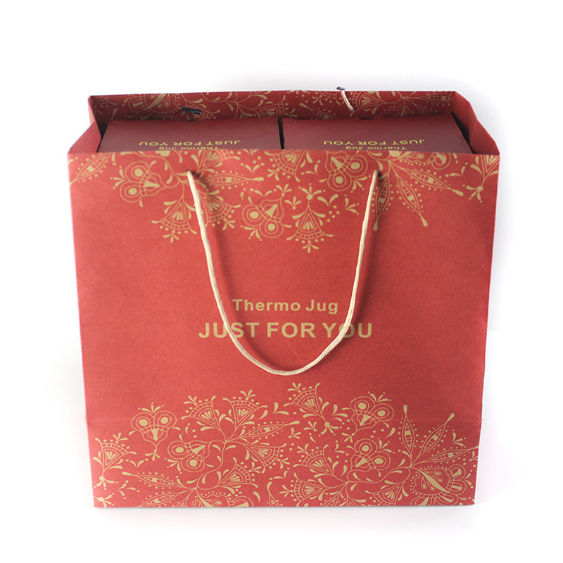 源头厂家白卡纸牛皮纸手提袋包装袋不锈钢通用欧式壶包装盒礼品袋|ms