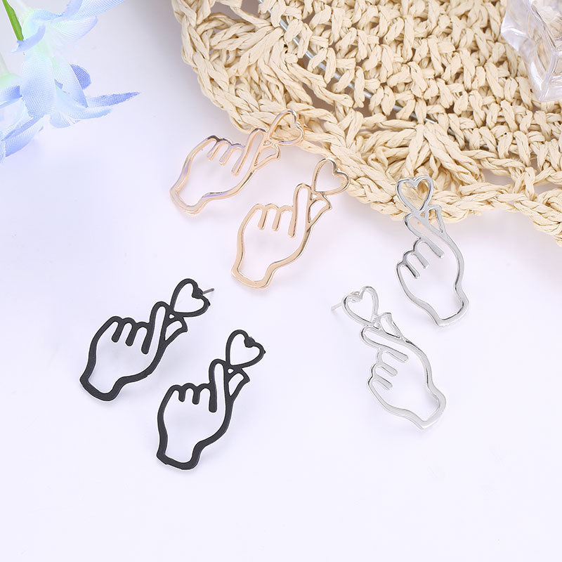 8g Weight Drop Earrings Classification 1 Pair Quantity Daily Occasion Alloy Material Gesture, Heart Shape Pattern Women'S Gender Plating Design Simple Style Style 1 Pair Simple Style Gesture Heart Shape Alloy Plating Women's Drop Earrings 4