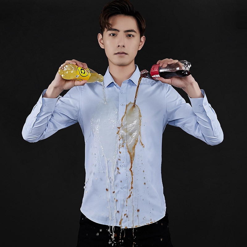 Men's Solid Color Anti-Stain Long Sleeve Shirt