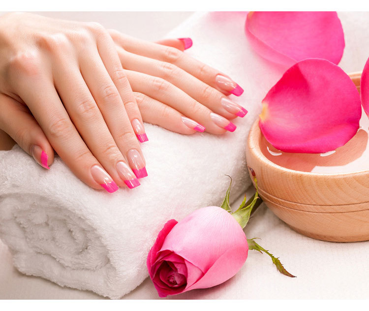 French Style Long Fake Nails - Rose Red Color