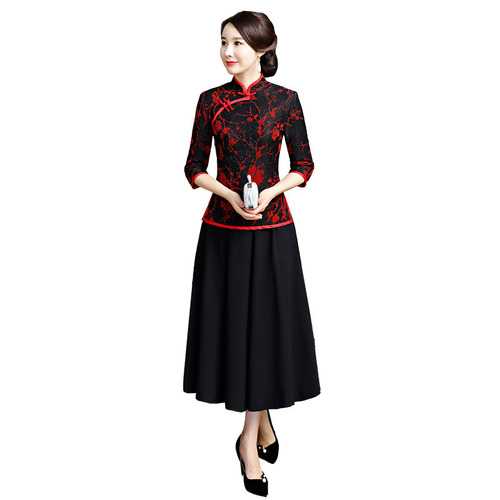 Chinese Dresses retro cheongsam Qipao Tang suit improved tangzhuang qipao fashion mom wear traditional Chinese wedding reception