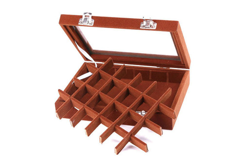 Covered glass flannel 24-grid storage tray small jewelry box manicure storage box ring box earring box wholesale