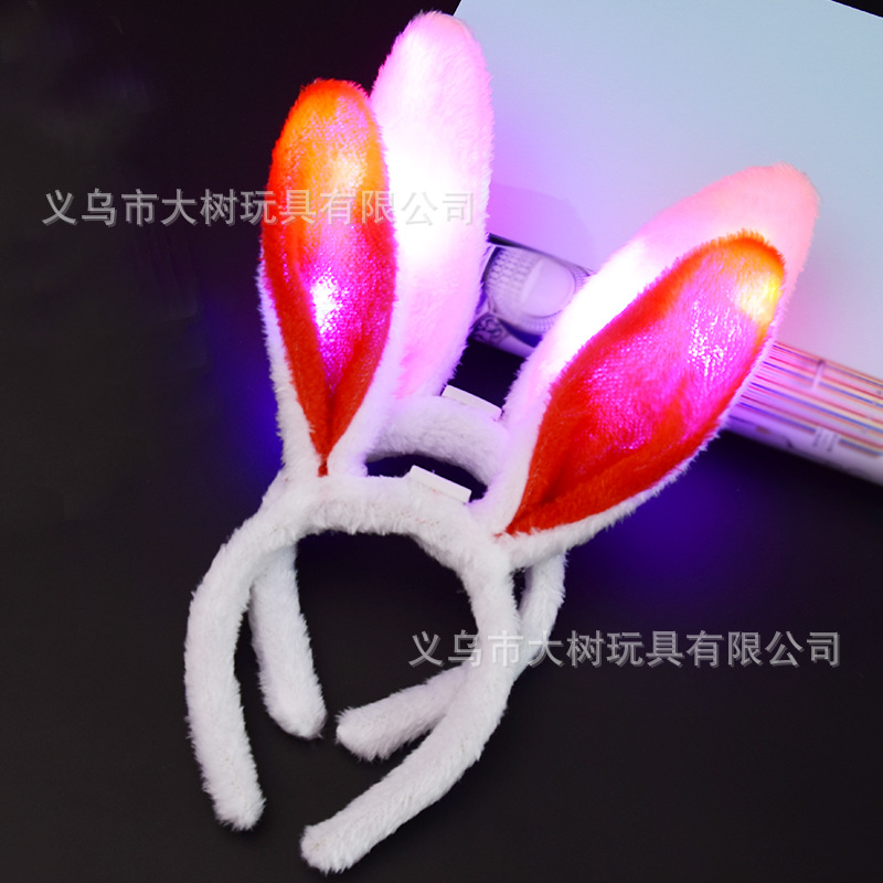 Conejo luminoso de peluche Orejas de conejo diadema tocado flash diadema fiesta de concierto partido tocado luminoso al por mayor