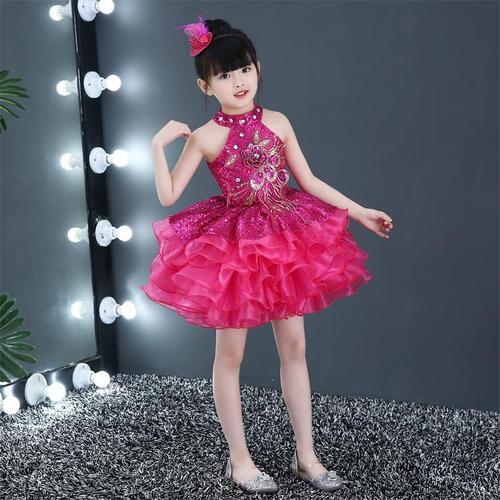 Girls pink blue yellow jazz dance dresses princess tutu skirt ballet dress kindergarten dance costumes for kids