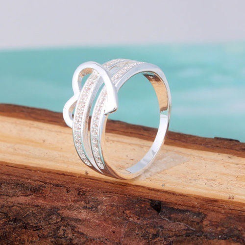 Daily Occasion Alloy Material Simple Style Heart Shape Zircon Alloy Wholesale Rings