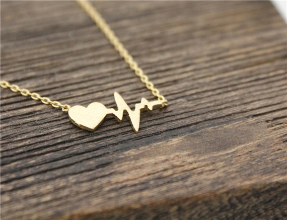 Heartbeat Curve Pendant Necklace display picture 4