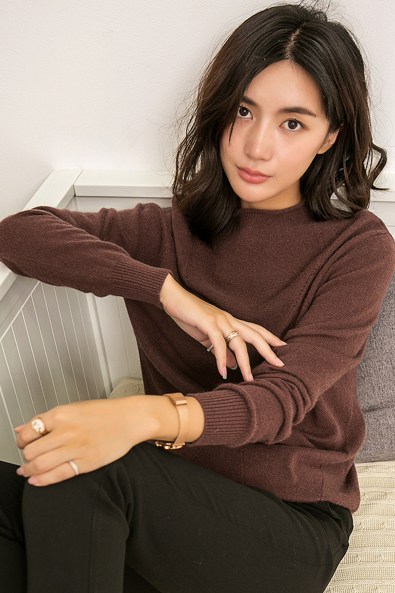 廠家直供半高領 日式 清新純色偏厚羊毛針織衫 長款羊絨針織衫。