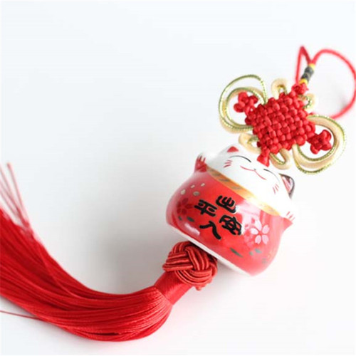 Ceramic lucky cat car pendant Ceramic cartoon cat pendant Lucky cat car pendant wholesale