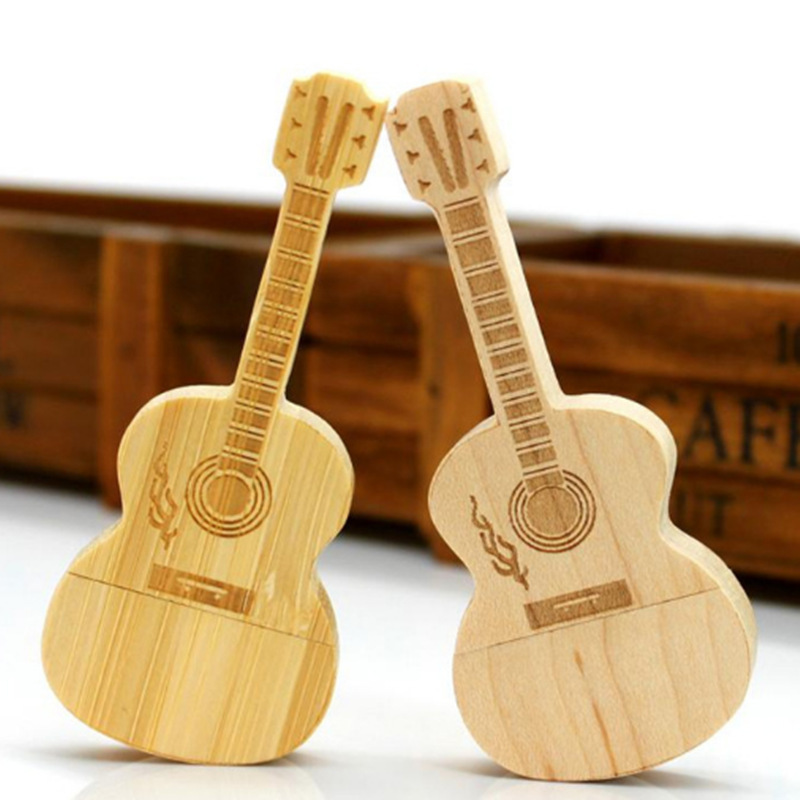 Wooden USB Disk Guitar Bamboo Creative Gift Gift Personalized Wooden Violin USB Disk