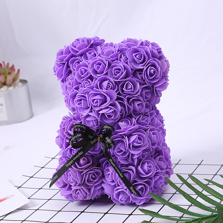 Valentine's Day Gift Creative 25cm Rose Flower Bear Gift Box Pe Flower Romantic Foam Bear Bebear display picture 13