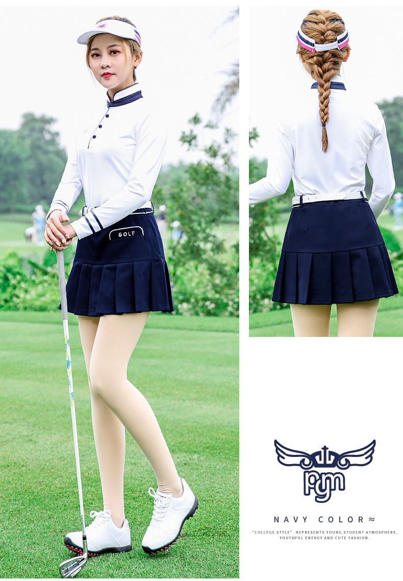 Bộ quần áo golf nữ PGM dài tay mặc trong mùa thu đông — Áo màu xanh hải quân màu trắng YF160, Áo đỏ trắng YF160, YF144 phiên bản dày màu trắng, Áo đỏ trắng YF160 [loại mỏng] chi tiết 29