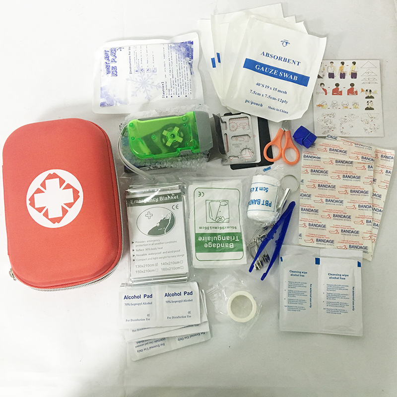现货EVA急救盒 配件齐全中型户外家庭应急包 多功能车载急救包