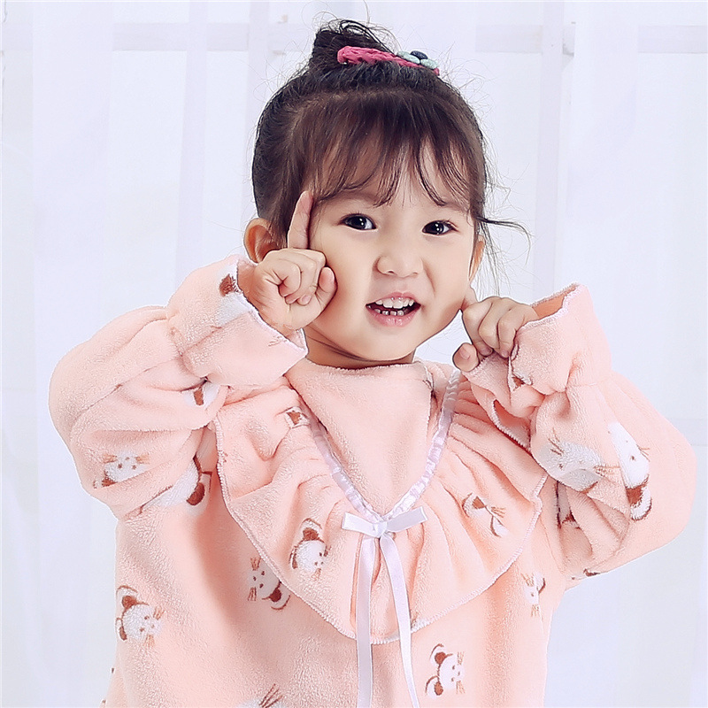 가을과 겨울 어린이 잠옷 두꺼운 플란넬 소녀 중 큰 어린이 공주 소녀 잠옷 홈 옷