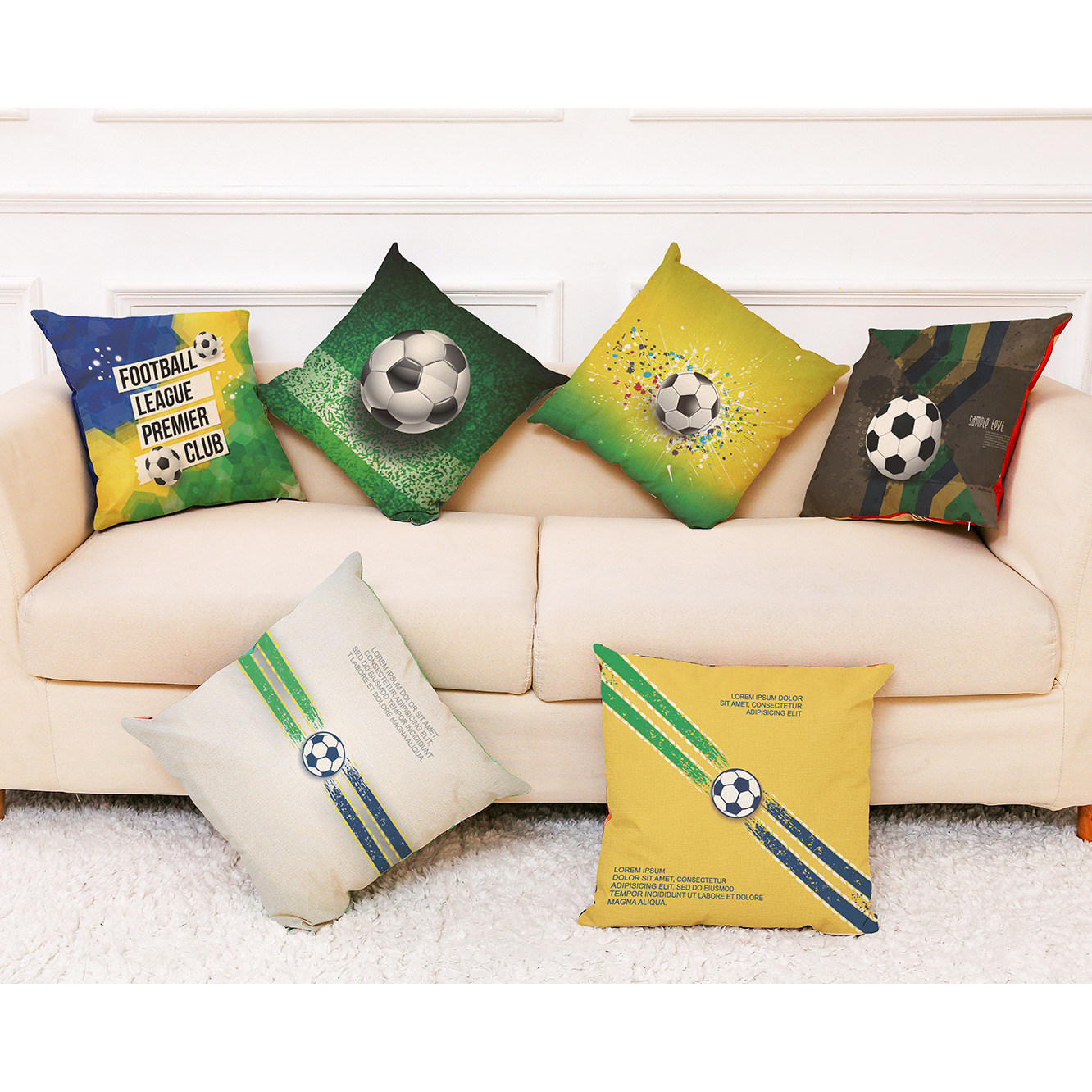 2018世界足球棉麻抱枕套 汽车抱枕沙发靠垫 大赛周边礼品定制
