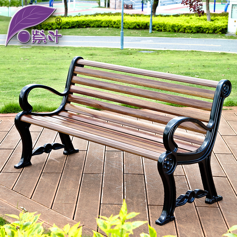 Purple Leaf Park Chair outdoor longout square outdoor casual backrest chair balcony garden anti-corrosion wood long stool