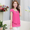 Summer clothing, long shiffon jacket, long-sleeve, Korean style, mid-length, with short sleeve, plus size