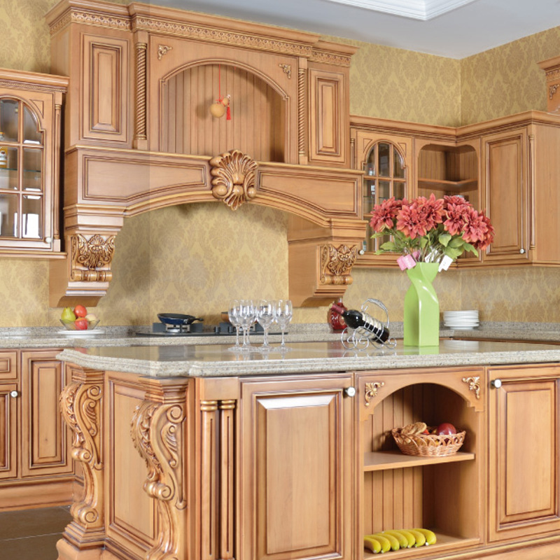定制欧式厨房橱柜门 上海实木门板橱柜门板 原木红橡橡木厨柜