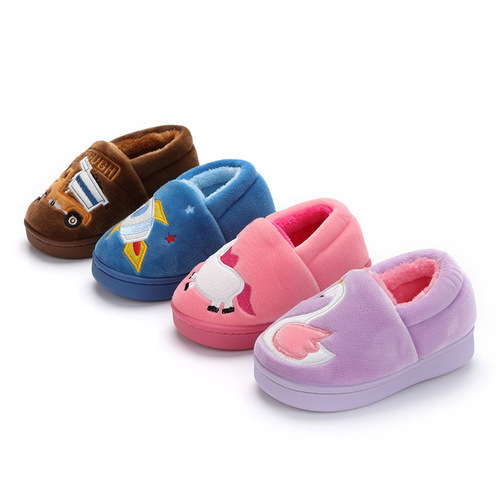  Winter Children's Warm Shoes Cartoon Embroidery Car Boys and Girls Cotton Shoes Home Indoor Shoes