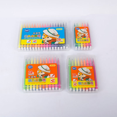 现货批发学生水溶性软头水彩笔荧光笔12色18色24色盒装彩笔绘画笔|ru