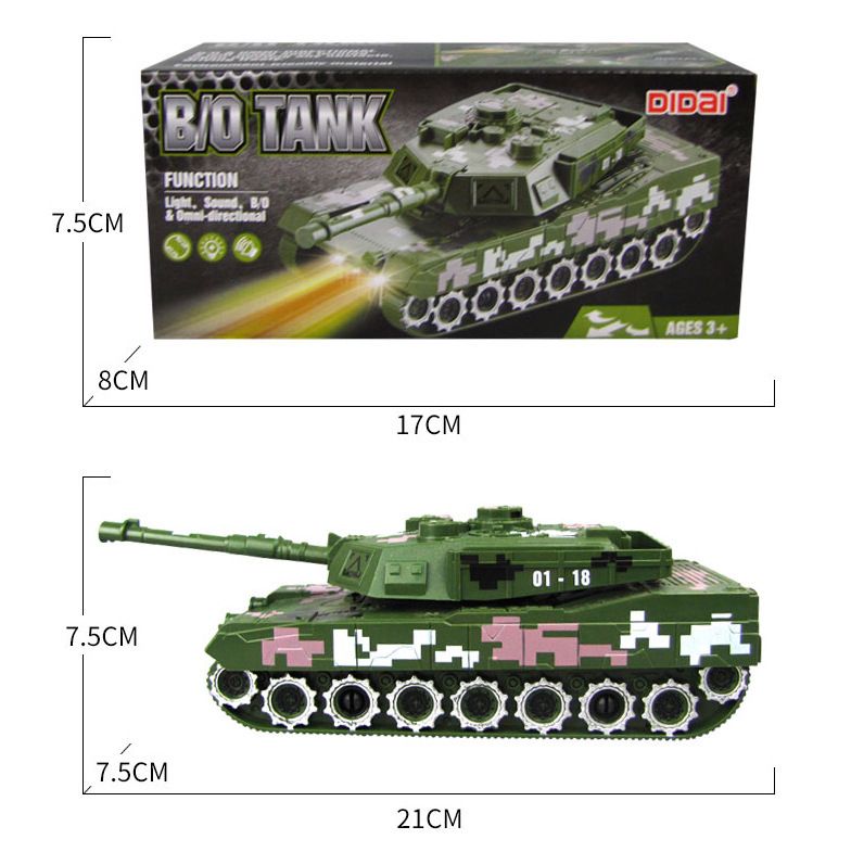 Nuevo coche de juguete eléctrico para niños modelo militar de juguete con luz luminosa música Universal Tank Boy toy