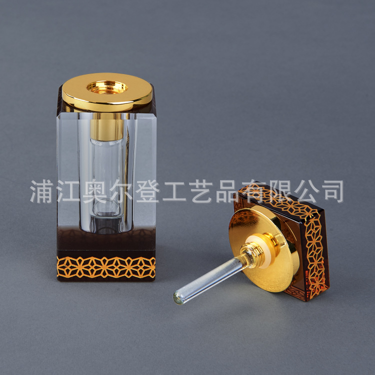 K9黑色四方水晶精油香水瓶3ml 迷你水晶q版香水瓶中东男士香水瓶详情图2