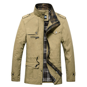 Spring and autumn thin men’s stand collar pure cotton wash slim coat versatile casual jacket for men